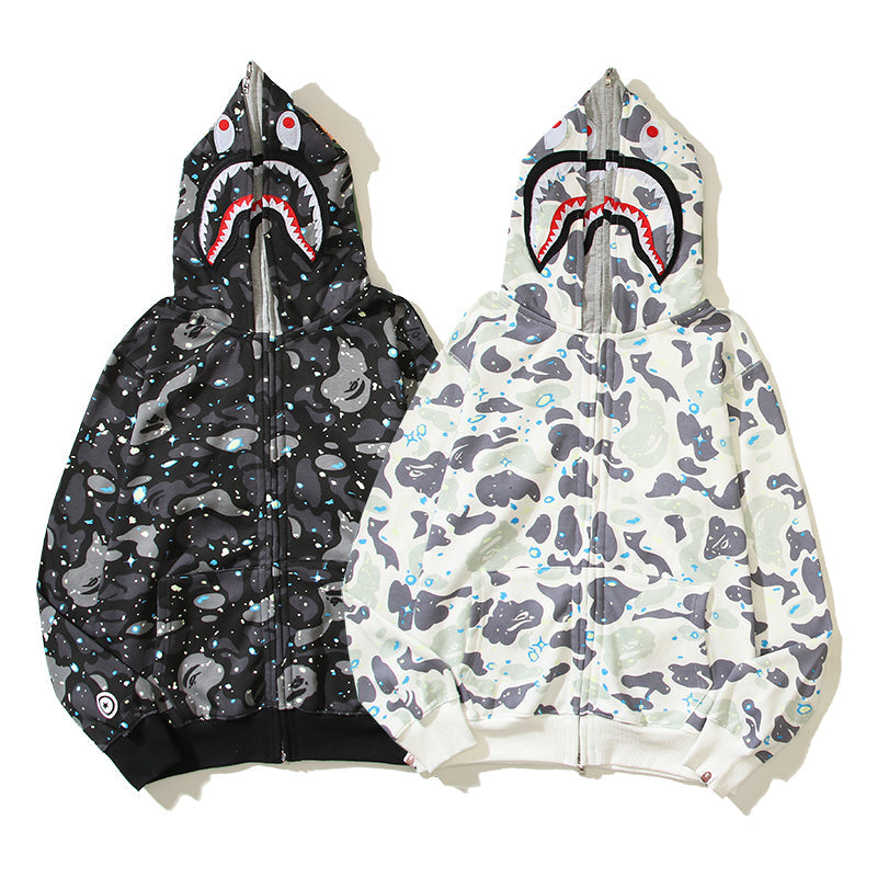 Galaxy Designer Shark Full Zip Up Unisex Y2K Style Streetwear Made with High-Quality Material