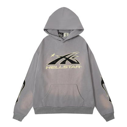 Hellstar Faded Grey Hoodie/Pants With Yellow Logo (2-Piece)