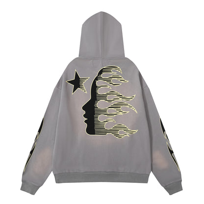 Hellstar Faded Grey Hoodie/Pants With Yellow Logo (2-Piece)