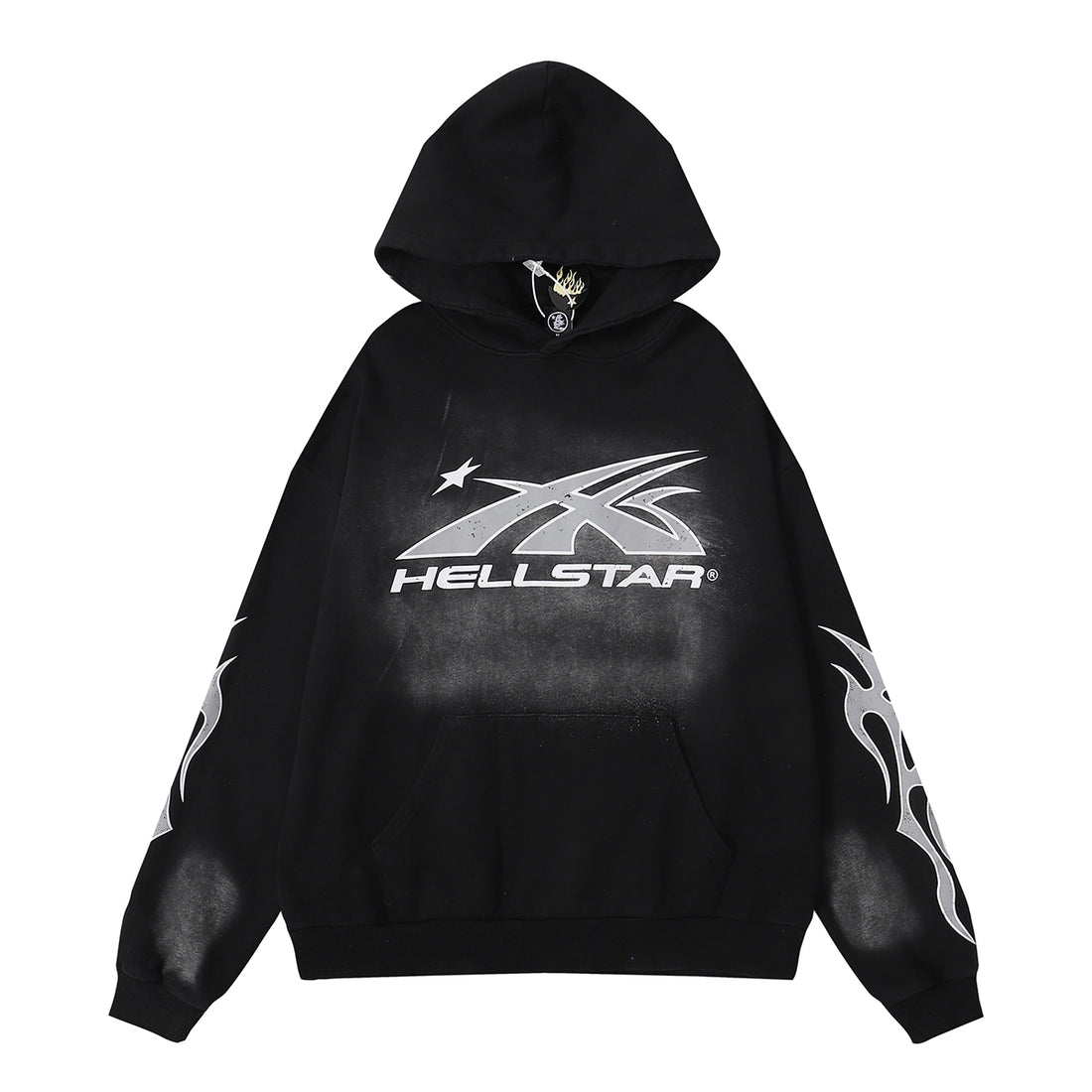 Hellstar Faded Black Hoodie/Pants With Grey Logo (2-Piece)